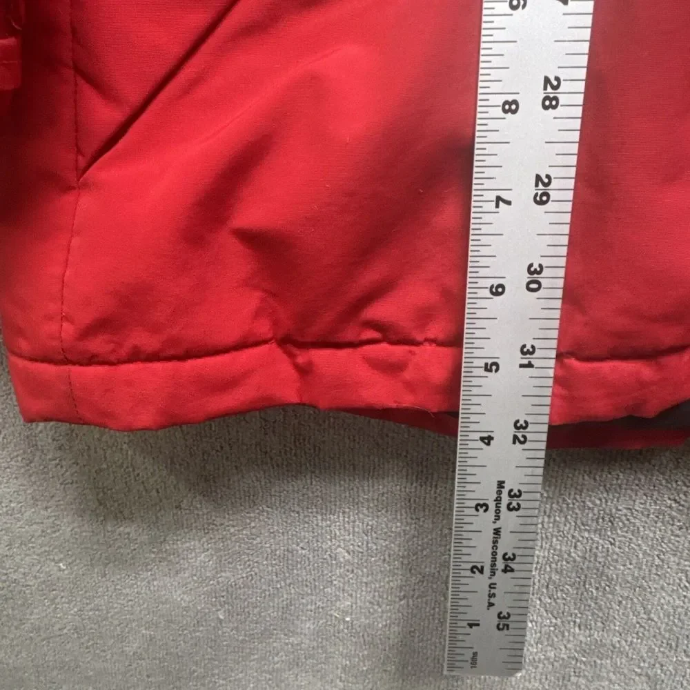 Vtg J Crew Jacket Mens M Red 3 Pocket Hood Nylon Water Resist Insulated Nautical